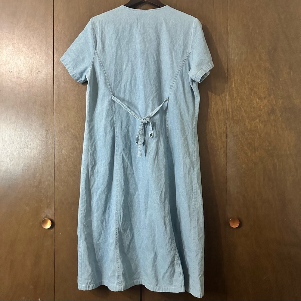 Notations Clothing Co. Sky Blue Floral Embroidered Maxi Button Up Dress Sz L - Picture 8 of 12